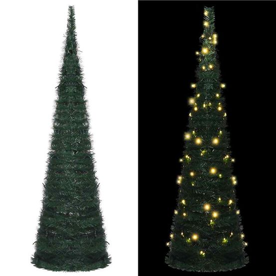 Grand sapin de noël artificiel guirlande pop-up led vert 210 cm