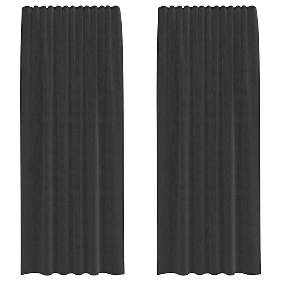 Rideaux en voile avec passe-tringles 2 pcs noir