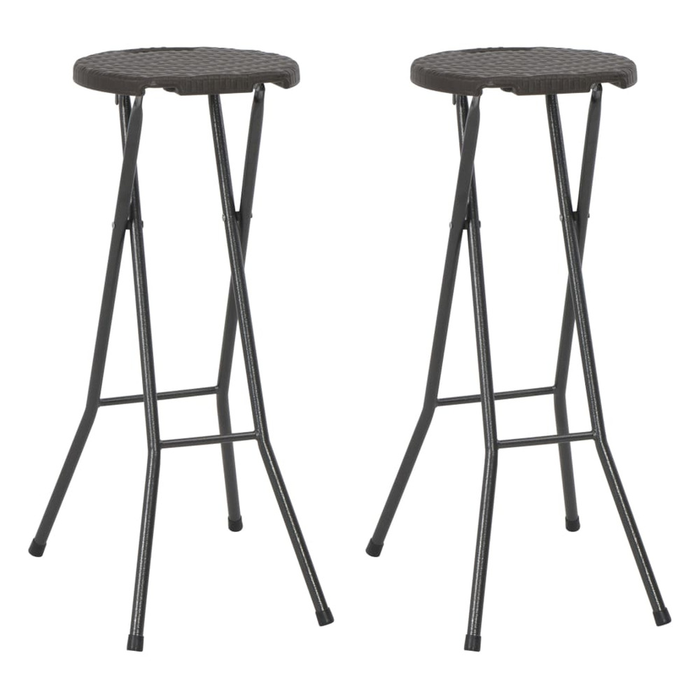 Tabouret de bar pliable lot de 2 pehd et acier aspect rotin
