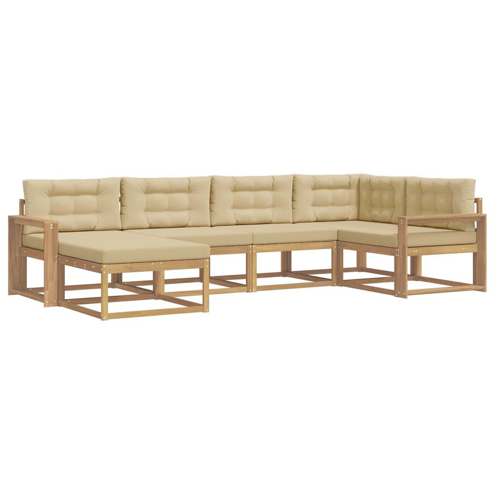 Ensemble de canapés d'extérieur 5 pc blanc et beige polyester