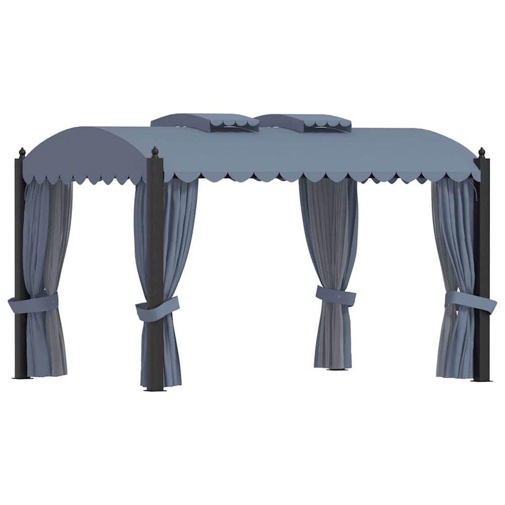 Tonnelle avec rideaux 3x4 m anthracite acier
