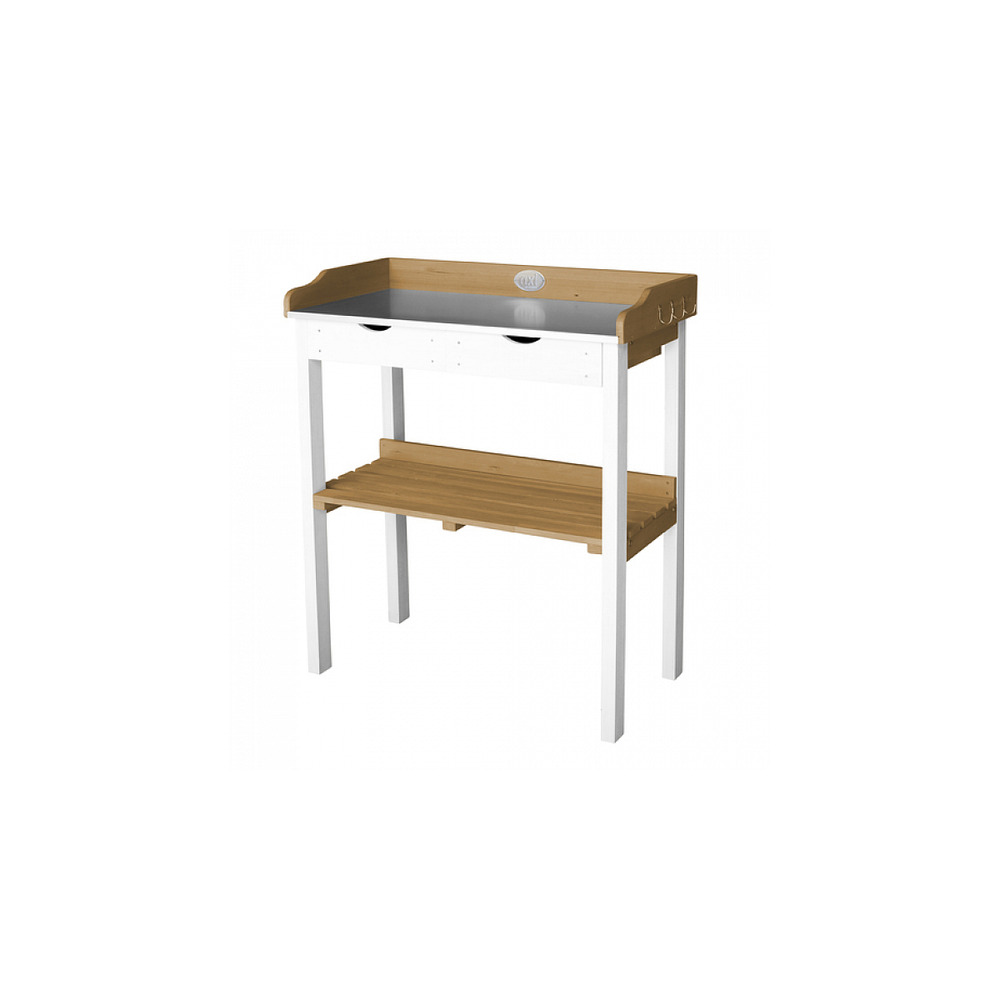 Axi table de jardinage avec 2 tiroirs marron blanc