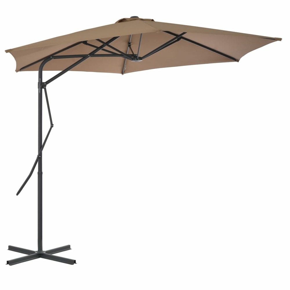 Parasol d'extérieur avec mât en acier 300 cm taupe