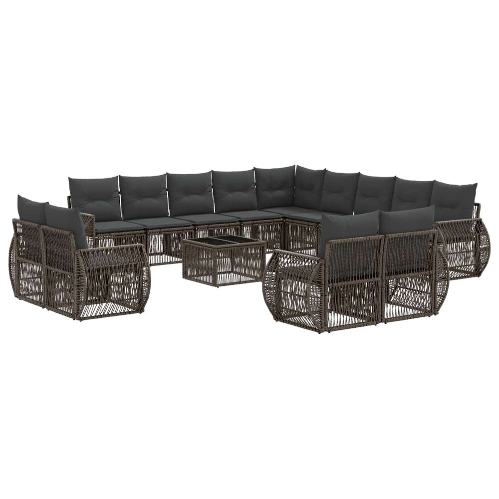 Ensemble de canapé de jardin 14 pc gris et gris foncé polyrotin