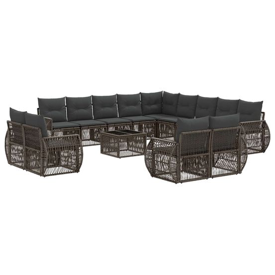 Ensemble de canapé de jardin 14 pc gris et gris foncé polyrotin