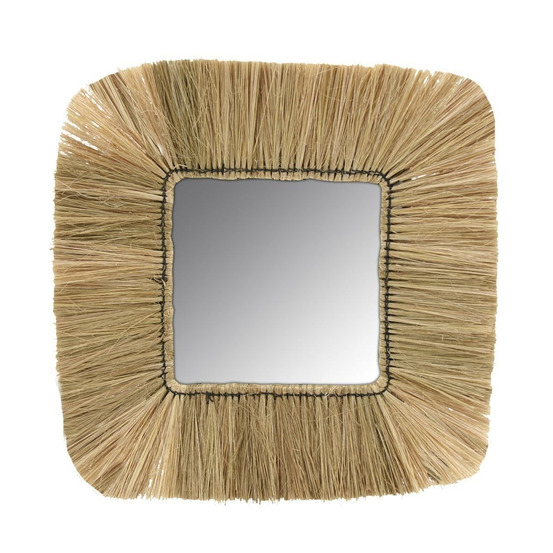 Miroir carré en jonc naturel