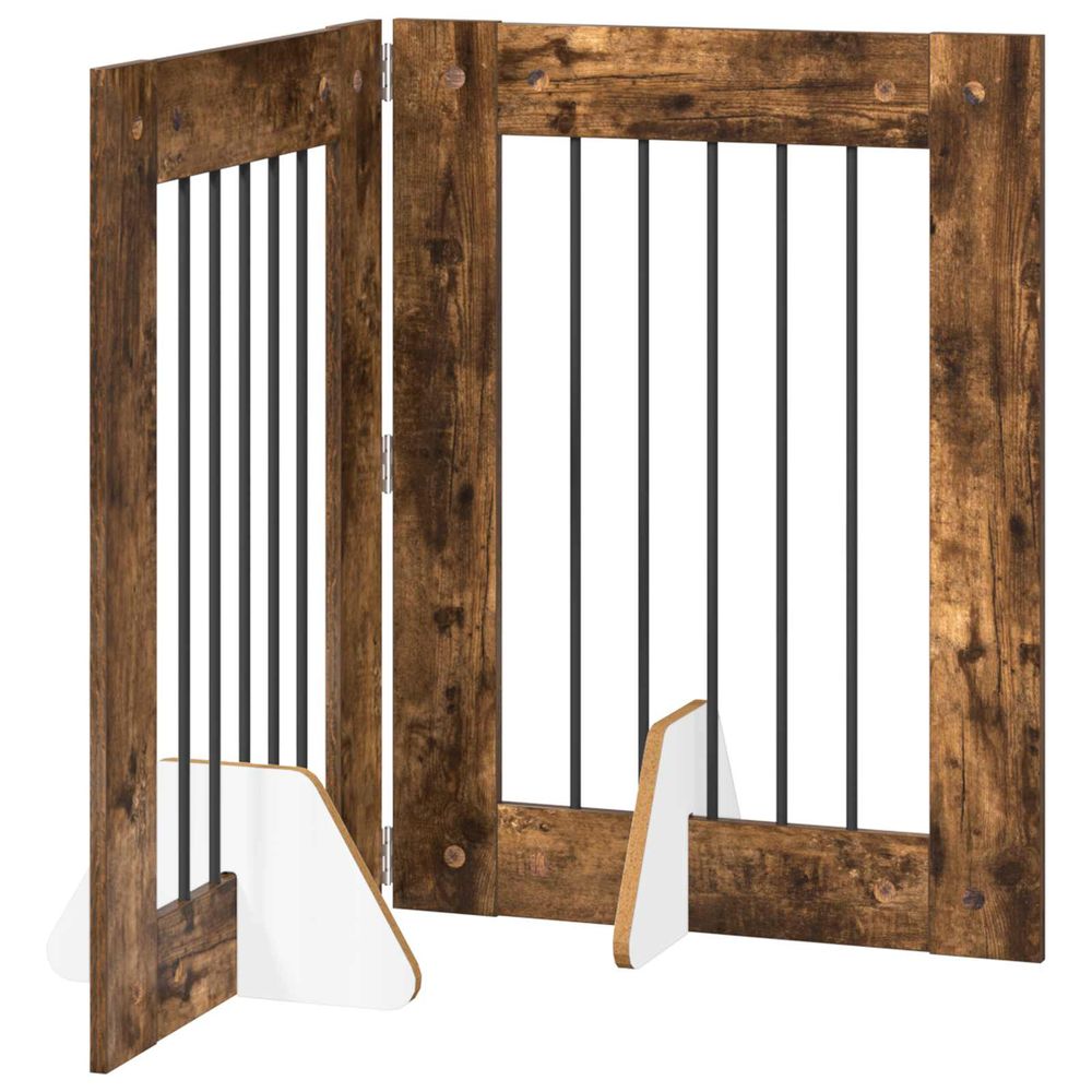 Porte de chien pliable avec supports 2 pc chêne fumé 120,5 cm