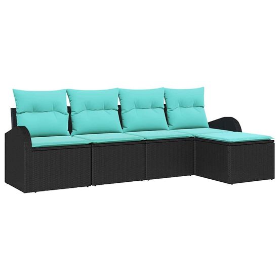 Ensemble de canapés 5 pc noir et turquoise polyrotin