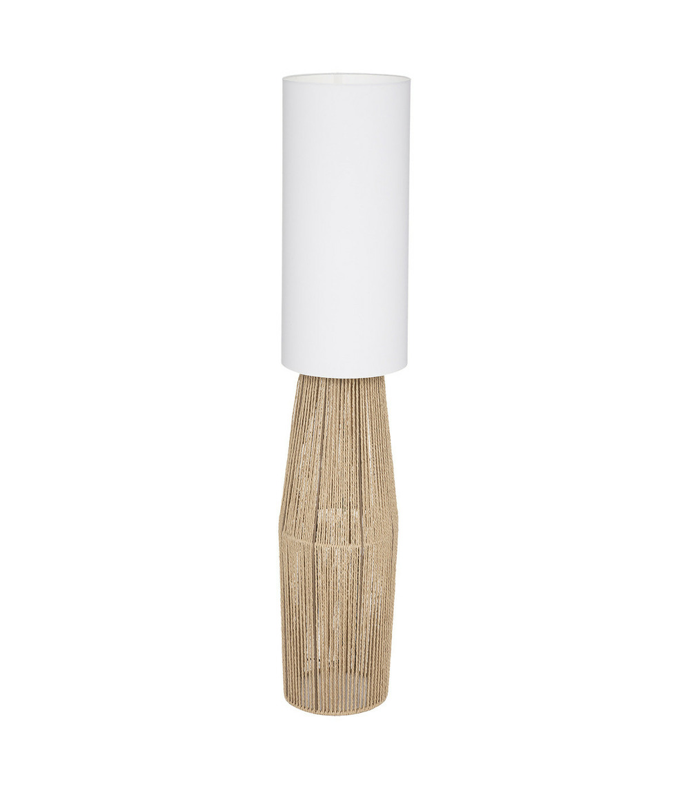 Lampadaire en corde beige et abat-jour blanc h 130 cm