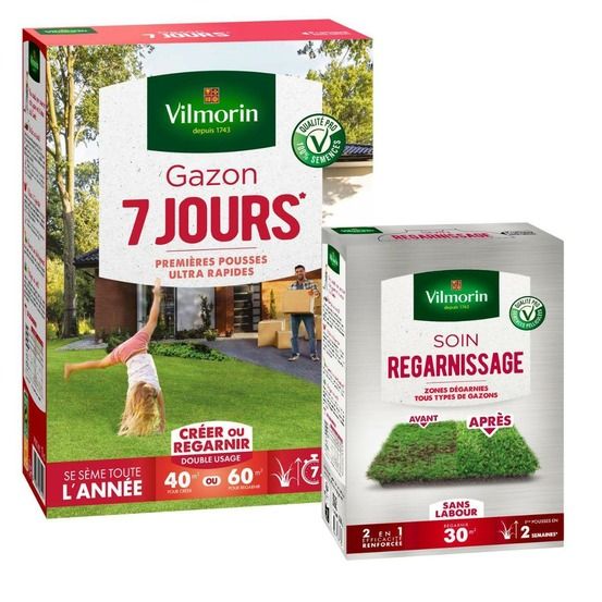 Gazon 7 jours - 1 kg + soin regarnissage universel 2 en 1 - 500 g