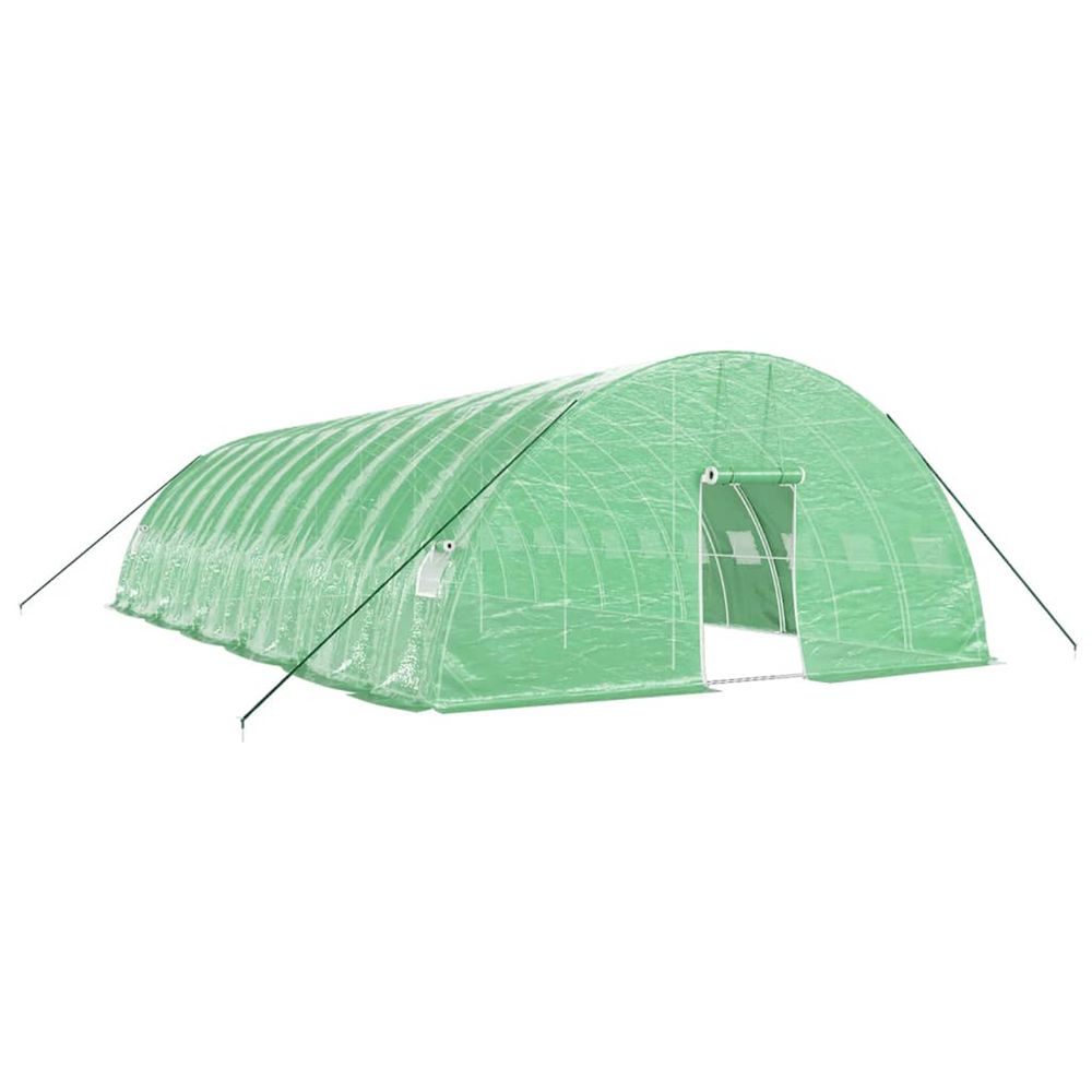 Serre avec cadre en acier vert 72 m² 12x6x2,85 m