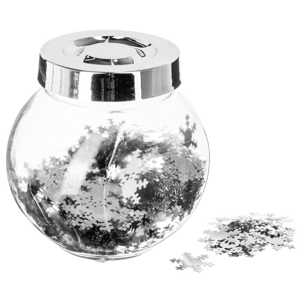 Confettis brillants argents en bocal