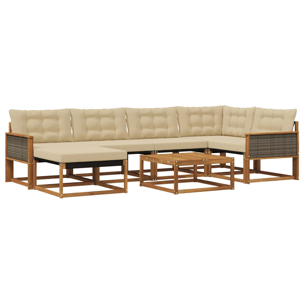Ensemble de canapés d'extérieur 7 pcs naturel et beige