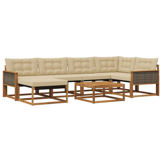 Ensemble de canapés d'extérieur 7 pcs naturel et beige
