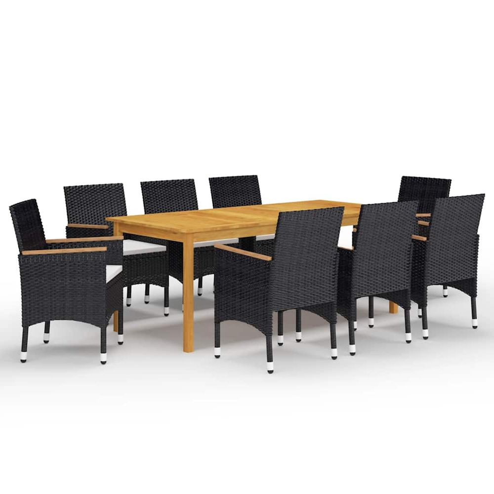 Ensemble à manger de jardin 9 pcs noir