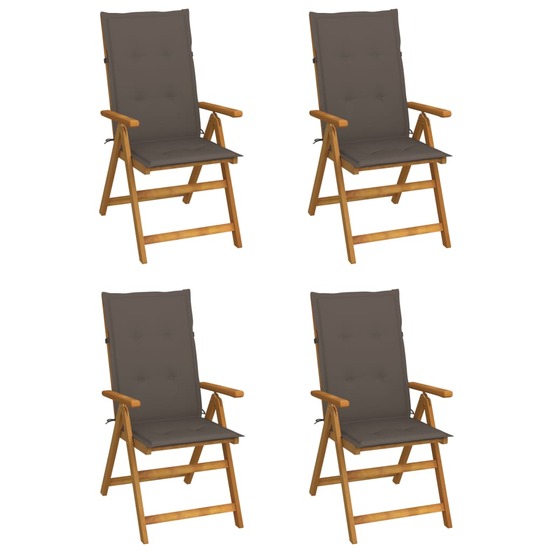 Chaises inclinables de jardin lot de 4 et coussins bois acacia