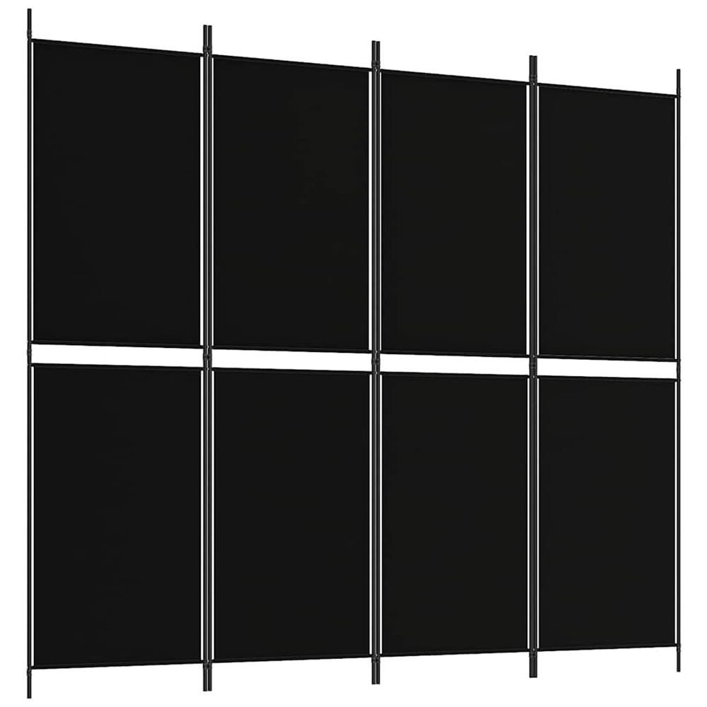 Cloison de séparation 4 panneaux noir 200x180 cm tissu
