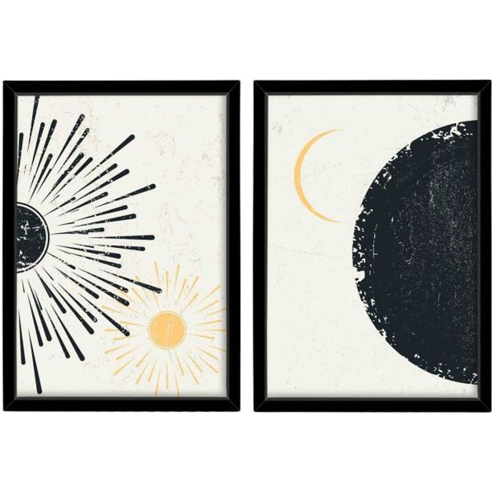 Ensemble de 2 tableaux décoratifs planètes dorées
