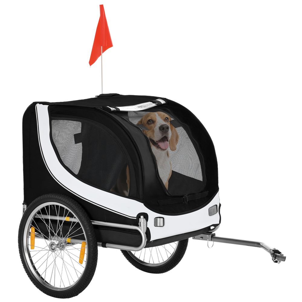 Remorque vélo pour chien acier oxford voyage sécurisé avec attache universelle blanc - comfortxl outdoor living