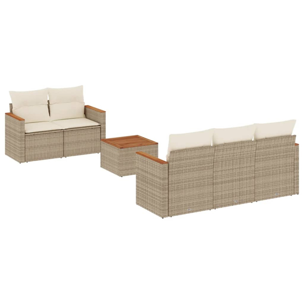Salon de jardin avec coussins 6 pcs beige résine tressée