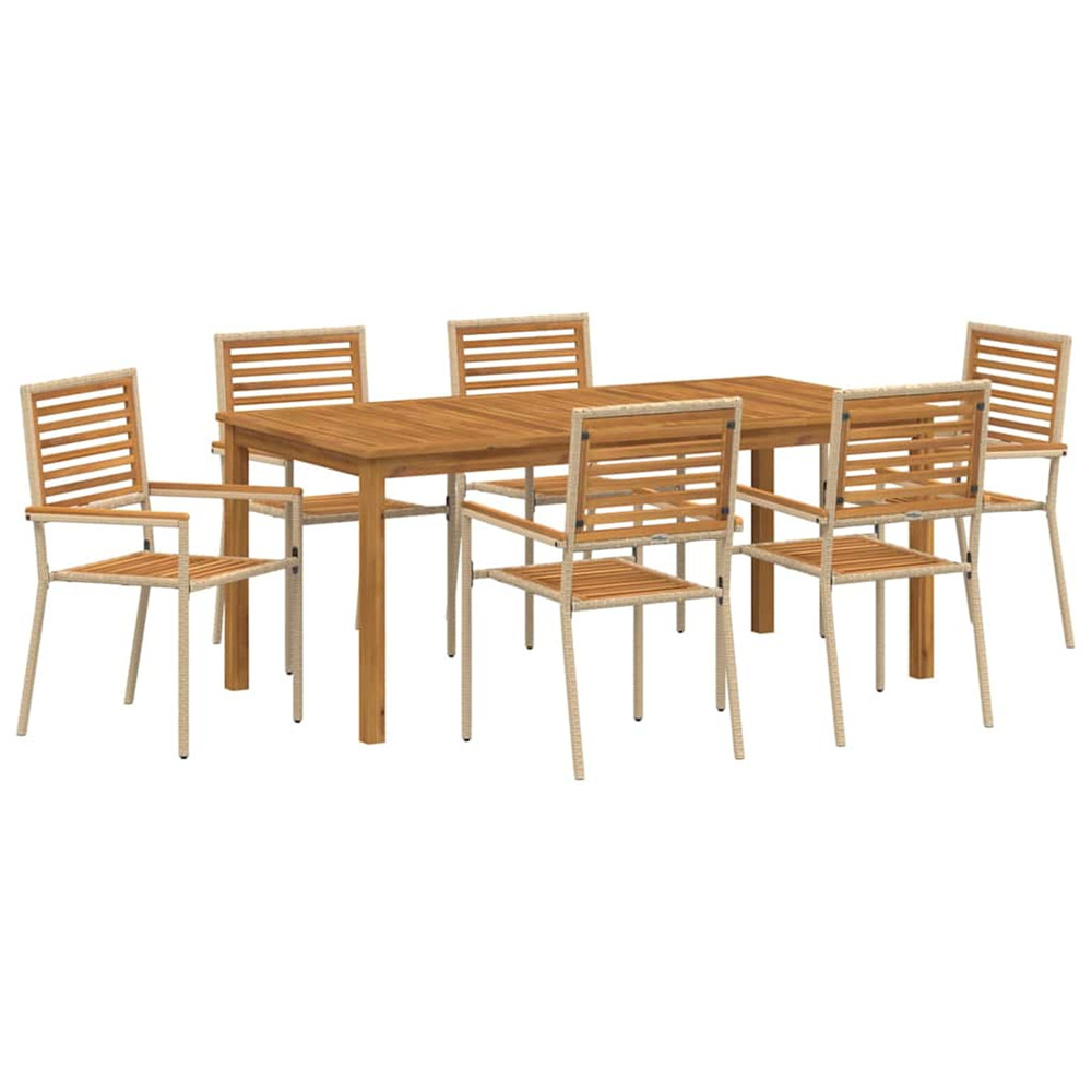Ensemble de salle à manger pour jardin 7 pcs beige
