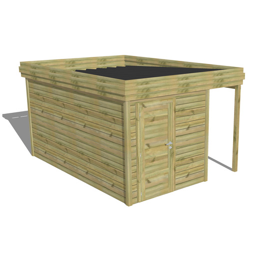 Abri de jardin bois pin traité autoclave 27mm - 3,14x4,34m / 14m2 - bac acier - abri français