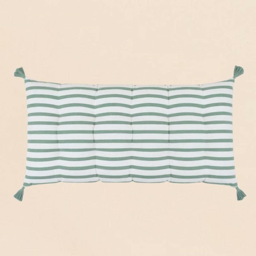 Matelas extérieur en tissu rayé vert / blanc 60x120cm