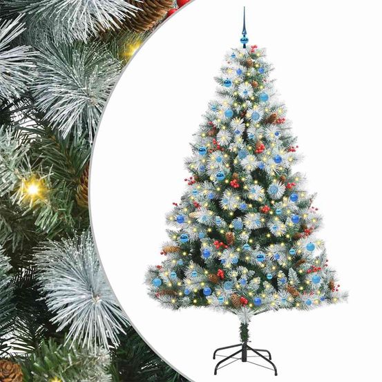 Sapin de noël artificiel vert et blanc 240 cm