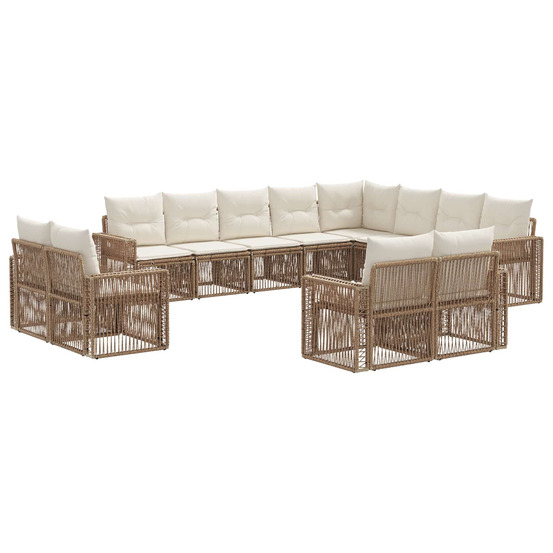 Ensemble de canapé de jardin 12 pcs beige et blanc crème
