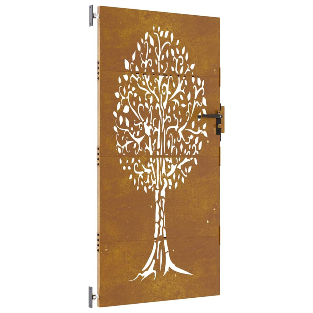 Portail de jardin 85x200 cm acier corten conception de l'arbre