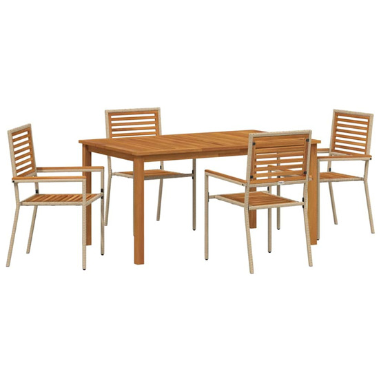 Ensemble de salle à manger pour jardin 5 pcs beige poly rotin