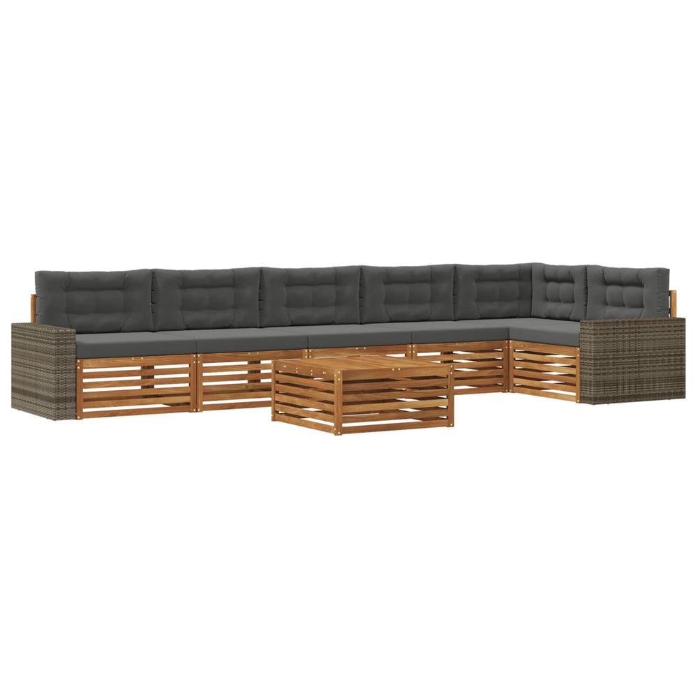 Ensemble de canapés d'extérieur 7 pc naturel et anthracite
