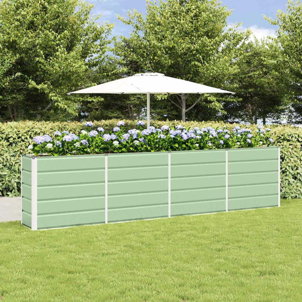 Jardinière haute 320x40x75 cm acier vert potager surélevé grande longueur