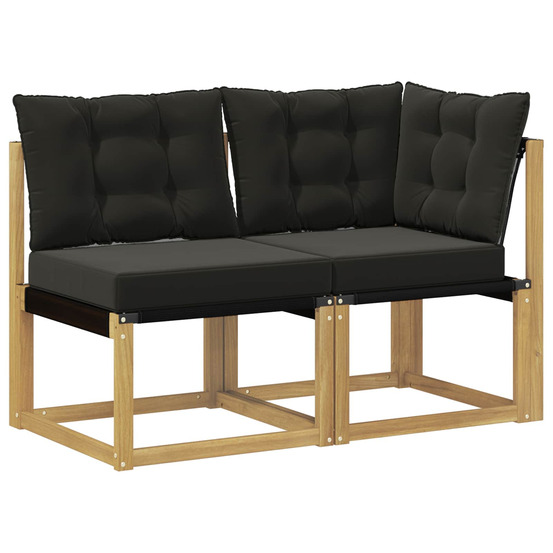 Canapé d’extérieur milieu et coin avec coussin 2 pièce blanc