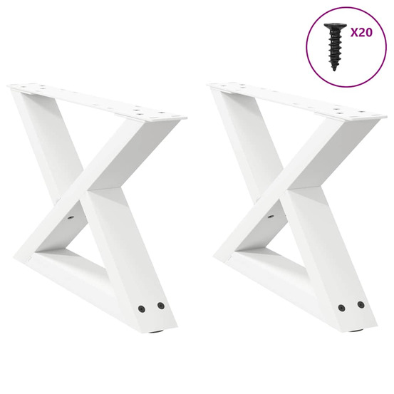 Pieds de table basse 2 pièces blanc 60 x (30-31,3) cm acier