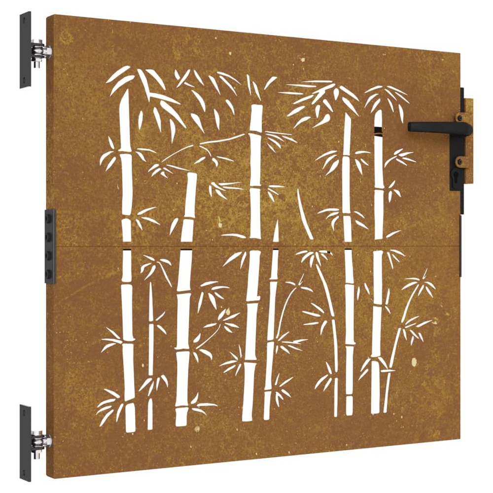 Portail de jardin 85x75 cm acier corten design de bambou