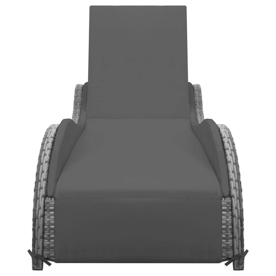 Chaise longue avec coussin résine tressée anthracite