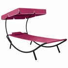 Lit de repos transat chaise longue d'extérieur 200 cm avec auvent et oreiller rose