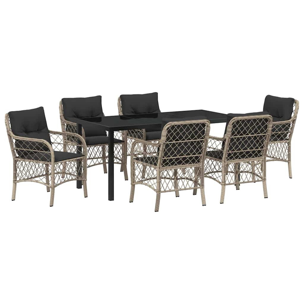 Ensemble de salle à manger pour jardin 7 pcs gris clair