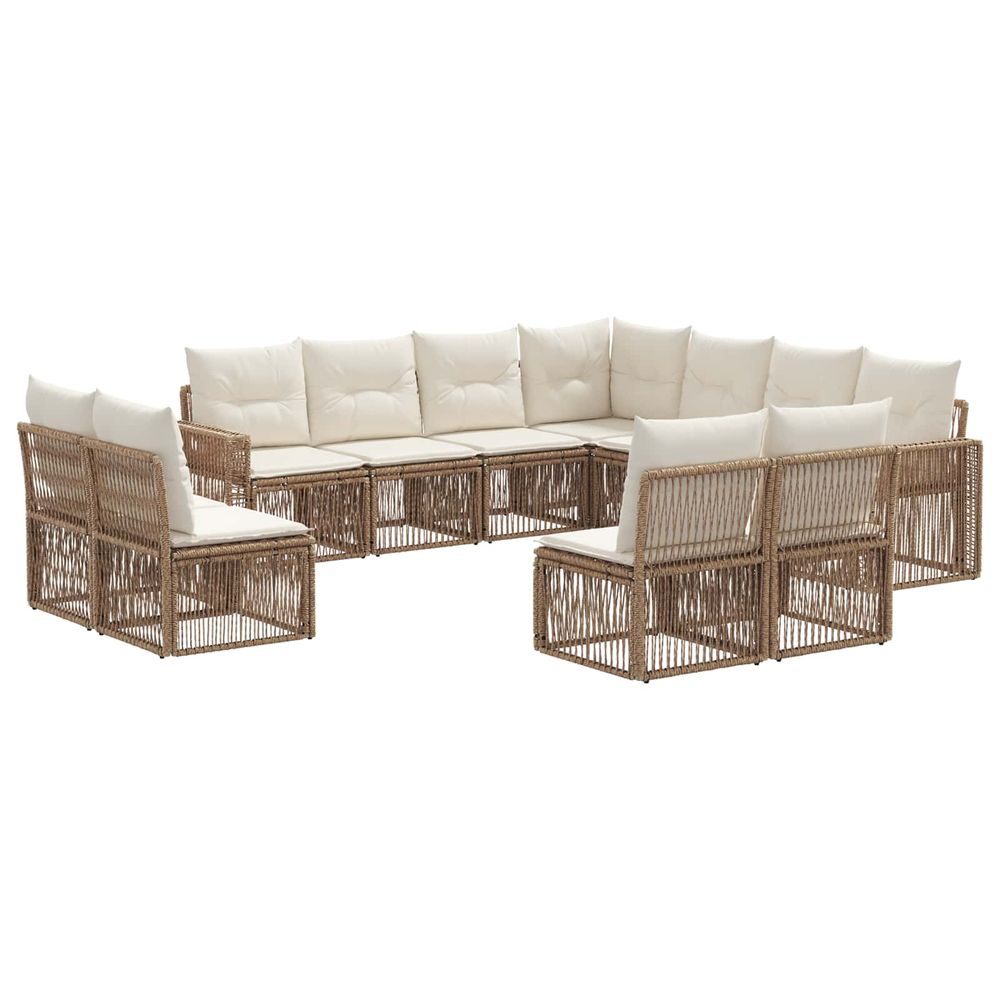 Ensemble de canapé de jardin 11 pc beige et blanc crème