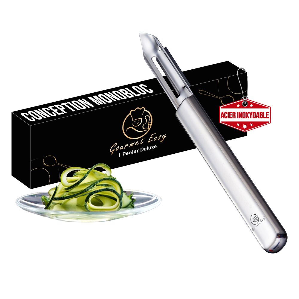 Gourmet Easy Économe Inox Forme I, Lame Ultra-Tranchante, 5 Ans