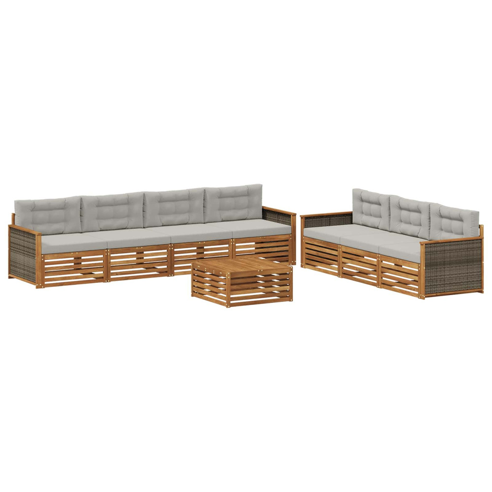 Ensemble de canapés d'extérieur 8 pcs naturel et gris clair