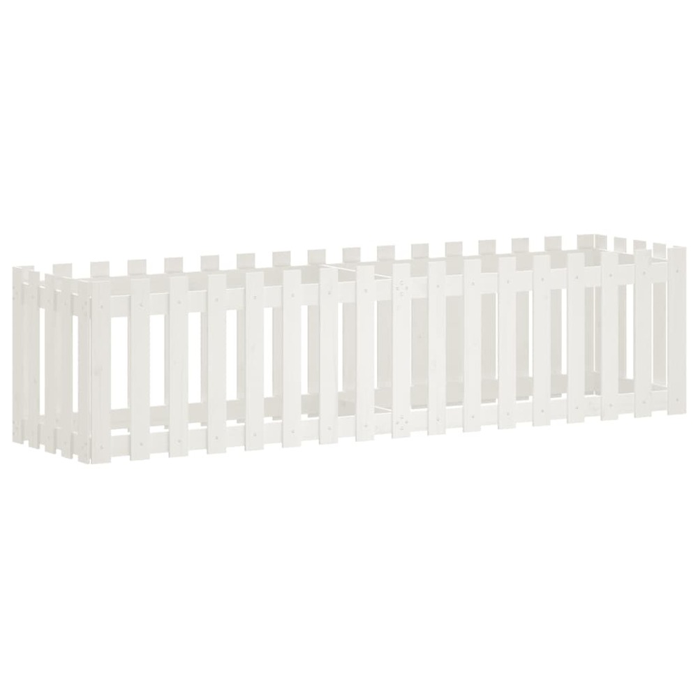Jardinière bac lit surélevé plantes fleurs terrasse jardin de jardin design de clôture 200 x 50 x 50cm pin massif blanc 02_00