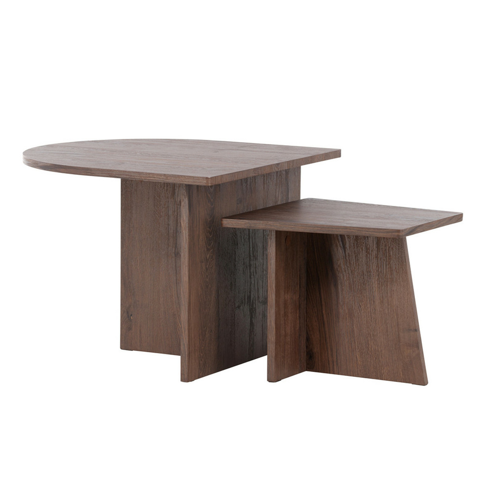 Lot de 2 tables basses effet bois 