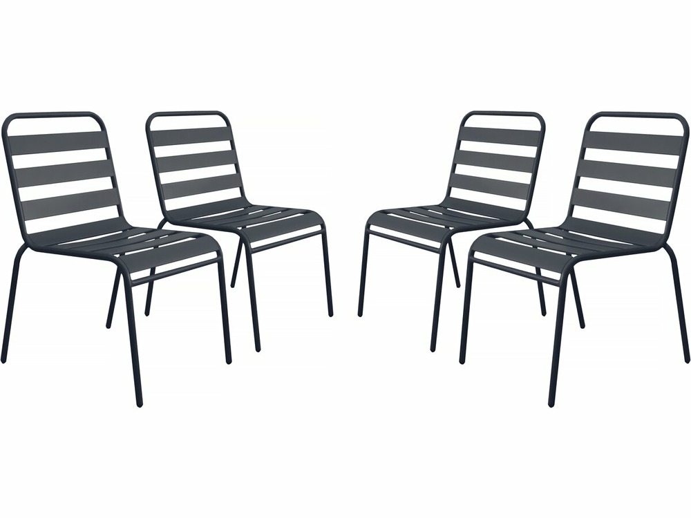 Lot de 4 chaises de jardin en métal empilables 