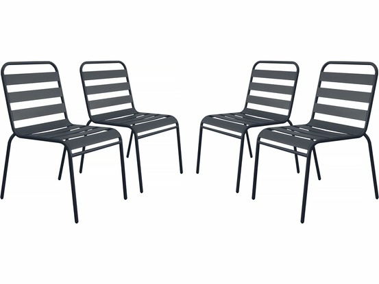 Lot de 4 chaises de jardin en métal empilables