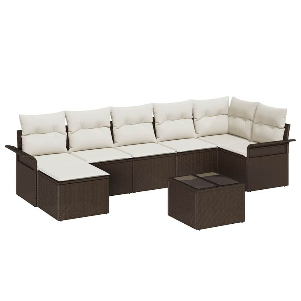 Ensemble de canapé de jardin 8 pc marron polyrotin