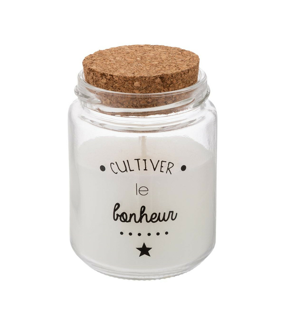 Bougie parfumée pot en verre avec bouchon en liège 130g
