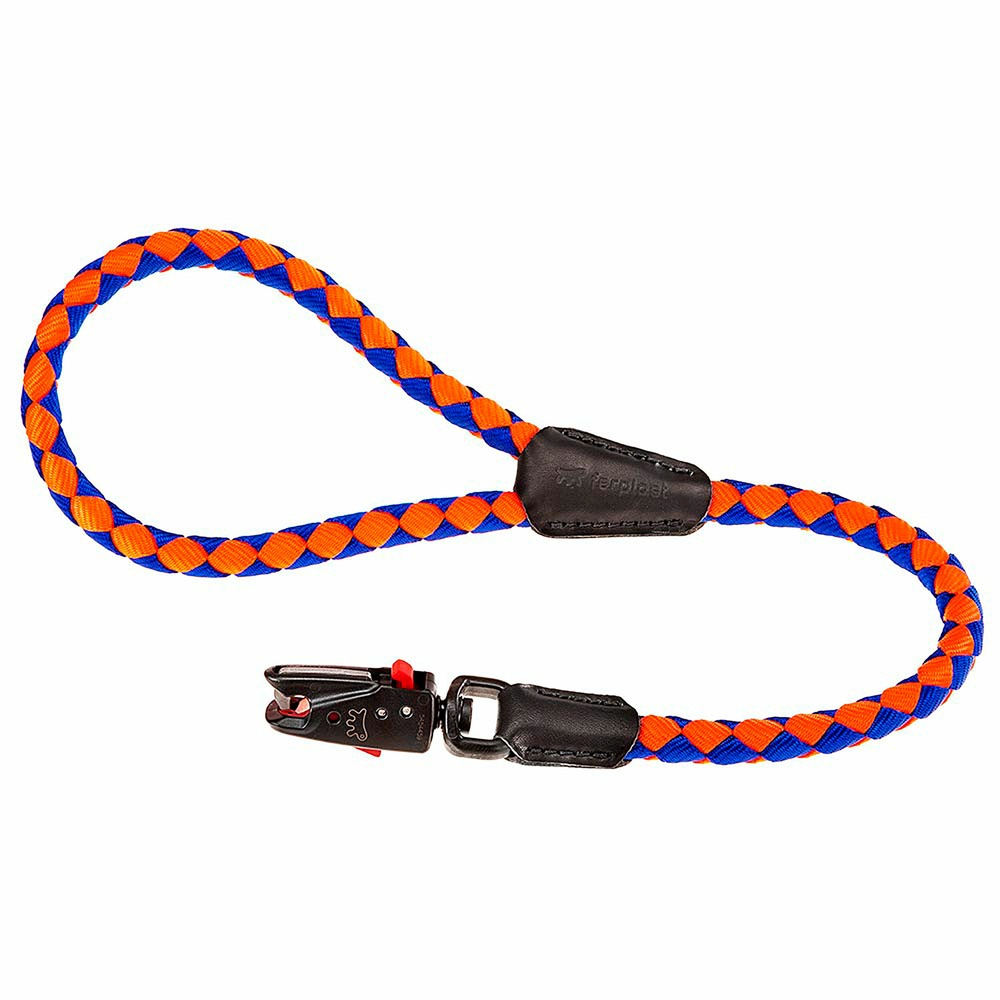 Laisse courte pour chiens en nylon tressé twist matic gm12/60, avec mousqueton magnétique automatique