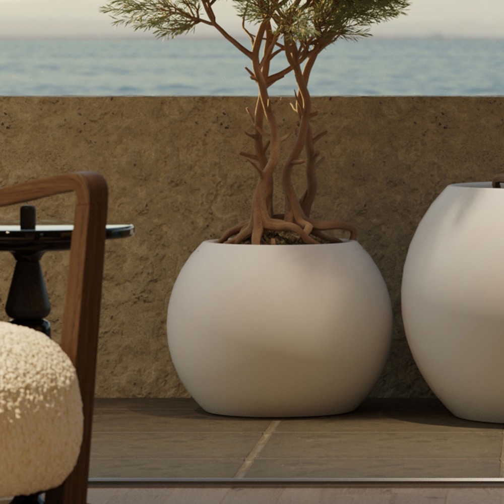 Dalia 50 - pot rond pour plantes et fleurs en polyéthylène ø37,5x50 cm pour l'extérieur et l'intérieur très résistant. Couleur noir